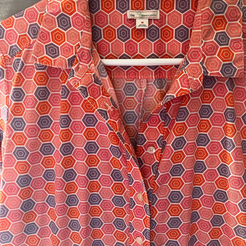 GAP Vintage Drawstring Waist Geo Print Dress/Tunic Size M - Picture 3 of 10